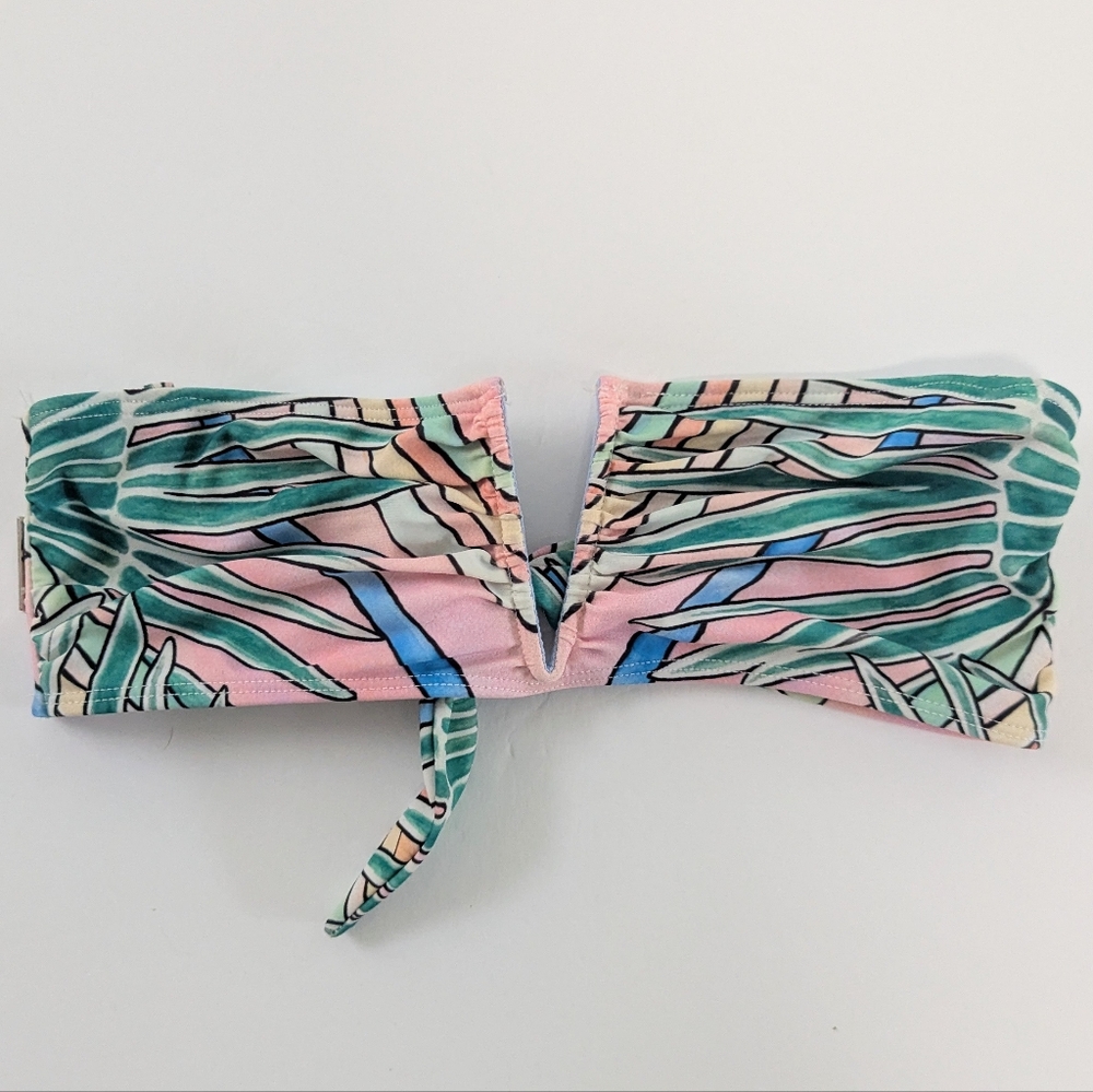 Mara Hoffman V Wire Strapless Bikini Top Rising Palm Tropical Print Small S